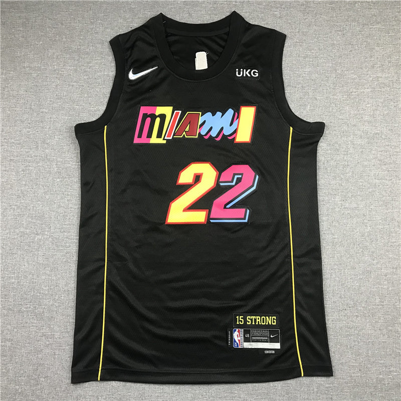 Men's Miami Heat Jimmy Butler #22 Black Swingman Player Jerseys - City Edition