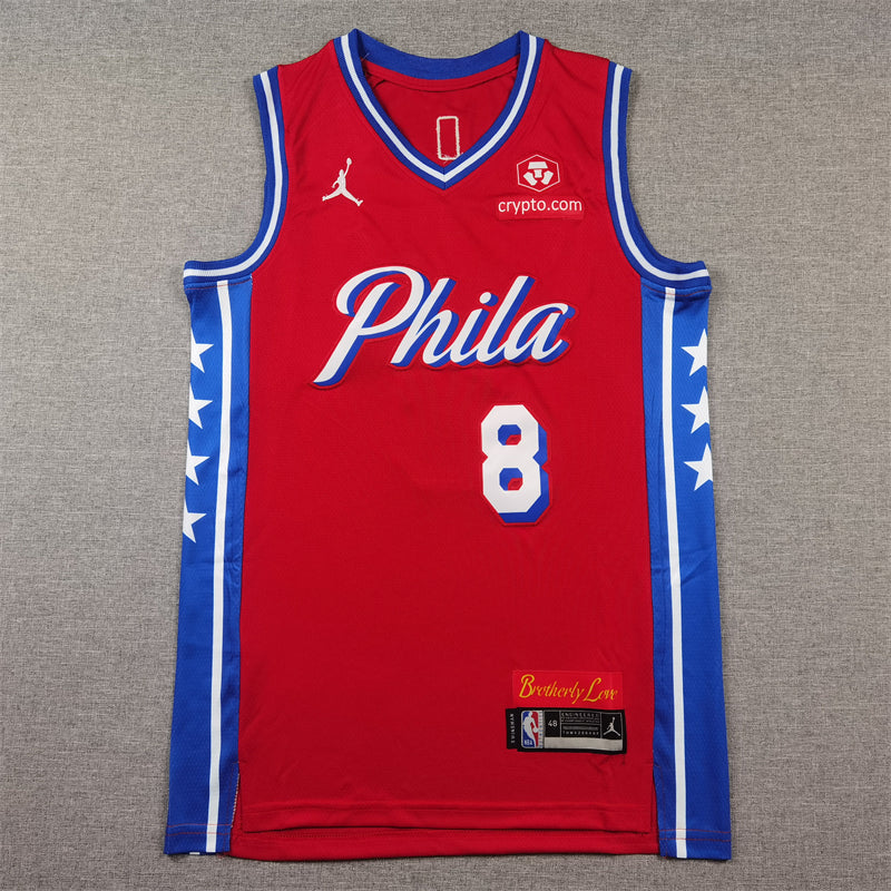 Men's Philadelphia 76ers Paul George #8 Red Swingman Jerseys - Statement Edition