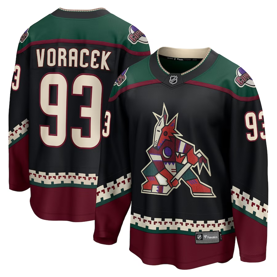 Men's Arizona Coyotes Jakub Voracek #93 Black Home Breakaway Jerseys