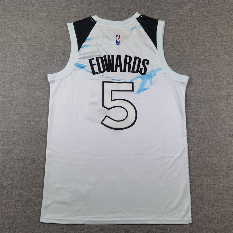 Men's Minnesota Timberwolves Anthony Edwards #5 White 2024/25 Swingman Player Jerseys - City Edition