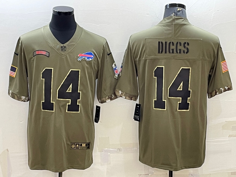 Men's Buffalo Bills Stefon Diggs #14 Olive 2022 Salute To Service Limited Jerseys