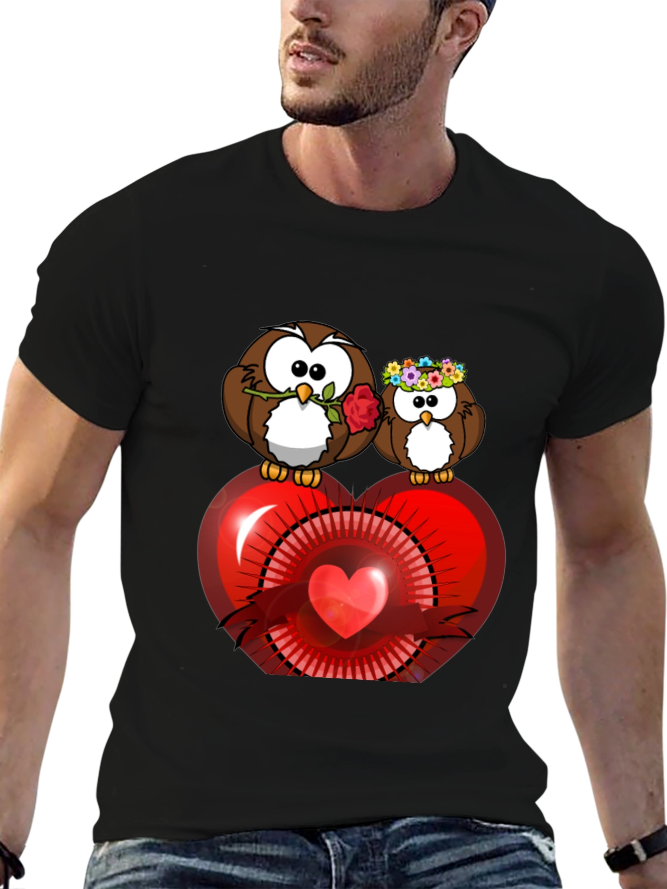 Owl Love Heart Graphic T-Shirt