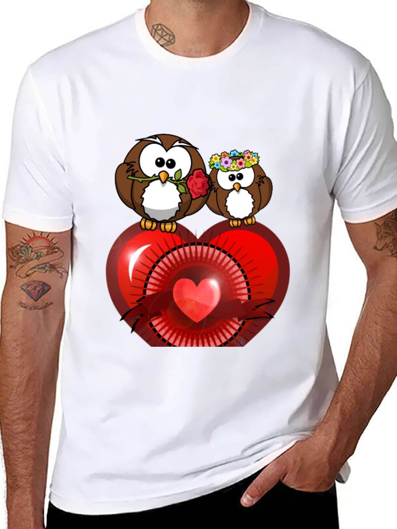 Owl Love Heart Graphic T-Shirt