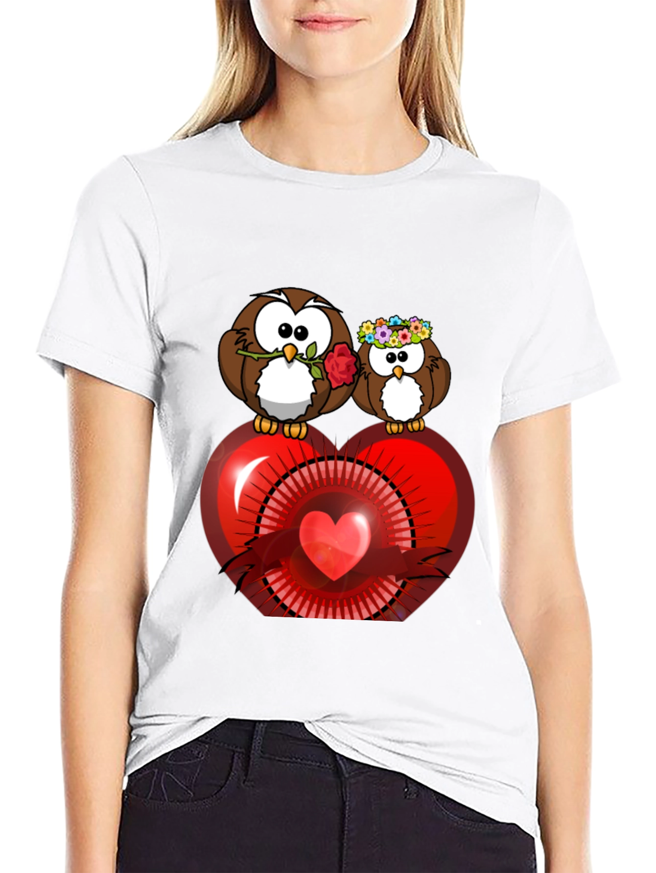 Owl Love Heart Graphic T-Shirt