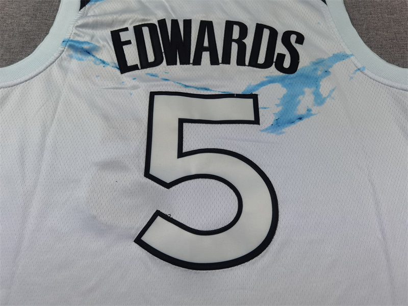 Men's Minnesota Timberwolves Anthony Edwards #5 White 2024/25 Swingman Player Jerseys - City Edition