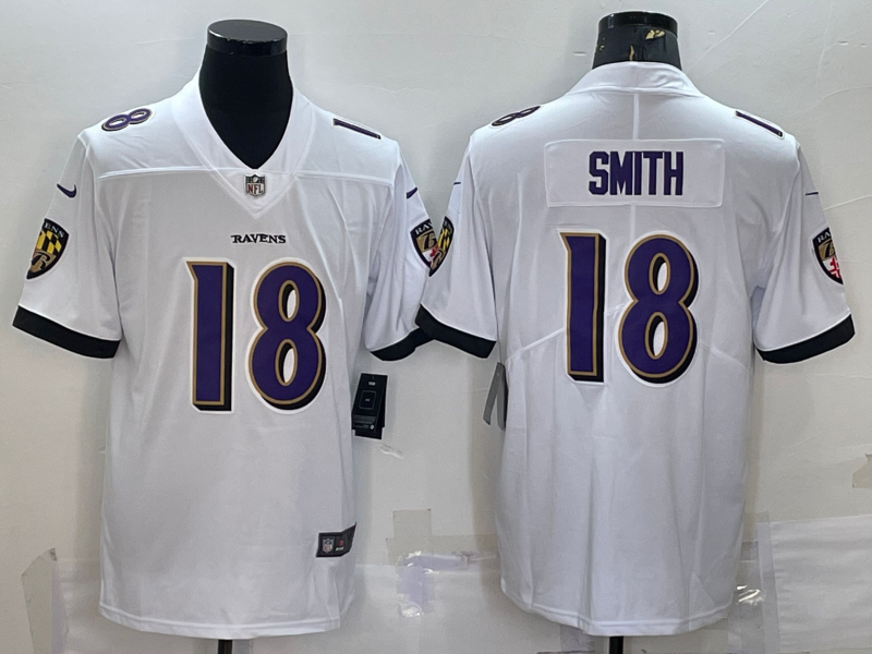 Men's Baltimore Ravens Roquan Smith #18 White Game Jerseys