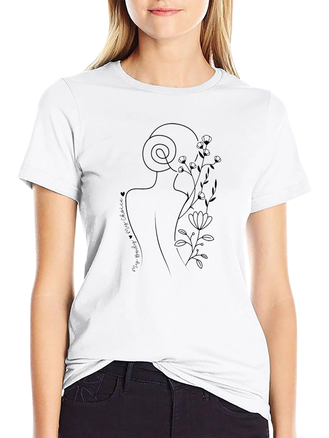 Minimalist Line Art Black T-Shirt