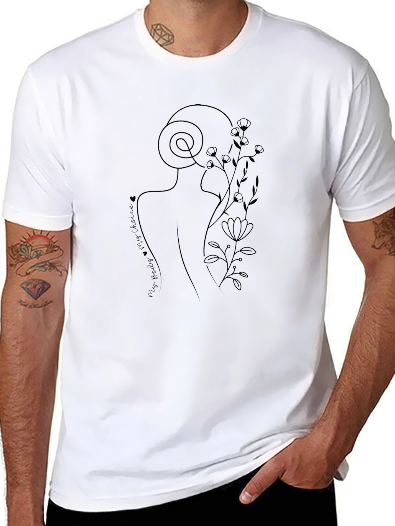 Minimalist Line Art Black T-Shirt