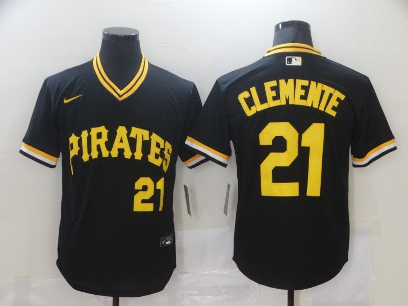 Men's Pittsburgh Pirates Roberto Clemente #21 Black Authentic Game Jerseys