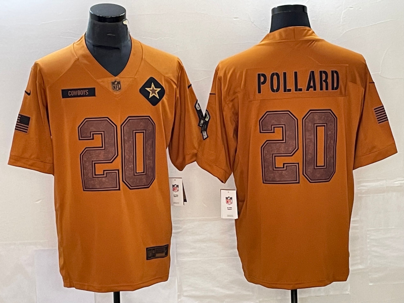 Men's Dallas Cowboys Tony Pollard #20 Brown 2023 Salute To Service Retired Player Limited Jerseys