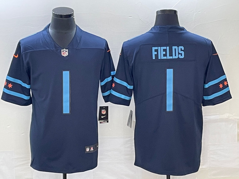 Men's Chicago Bears Justin Fields #1 Navy Game Jerseys City Edition