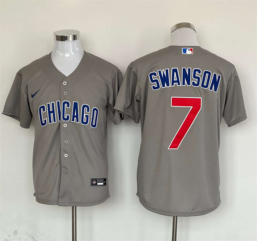 Men's Chicago Cubs Dansby Swanson #7 Gray Replica Player Jerseys