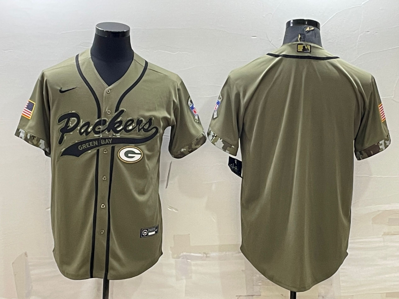 Men's Green Bay Packers Olive 2022 Salute To Service Limited Blank Jerseys