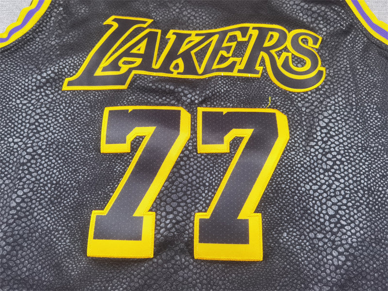 Men's Los Angeles Lakers Luka Doncic #77 Black Swingman Jerseys