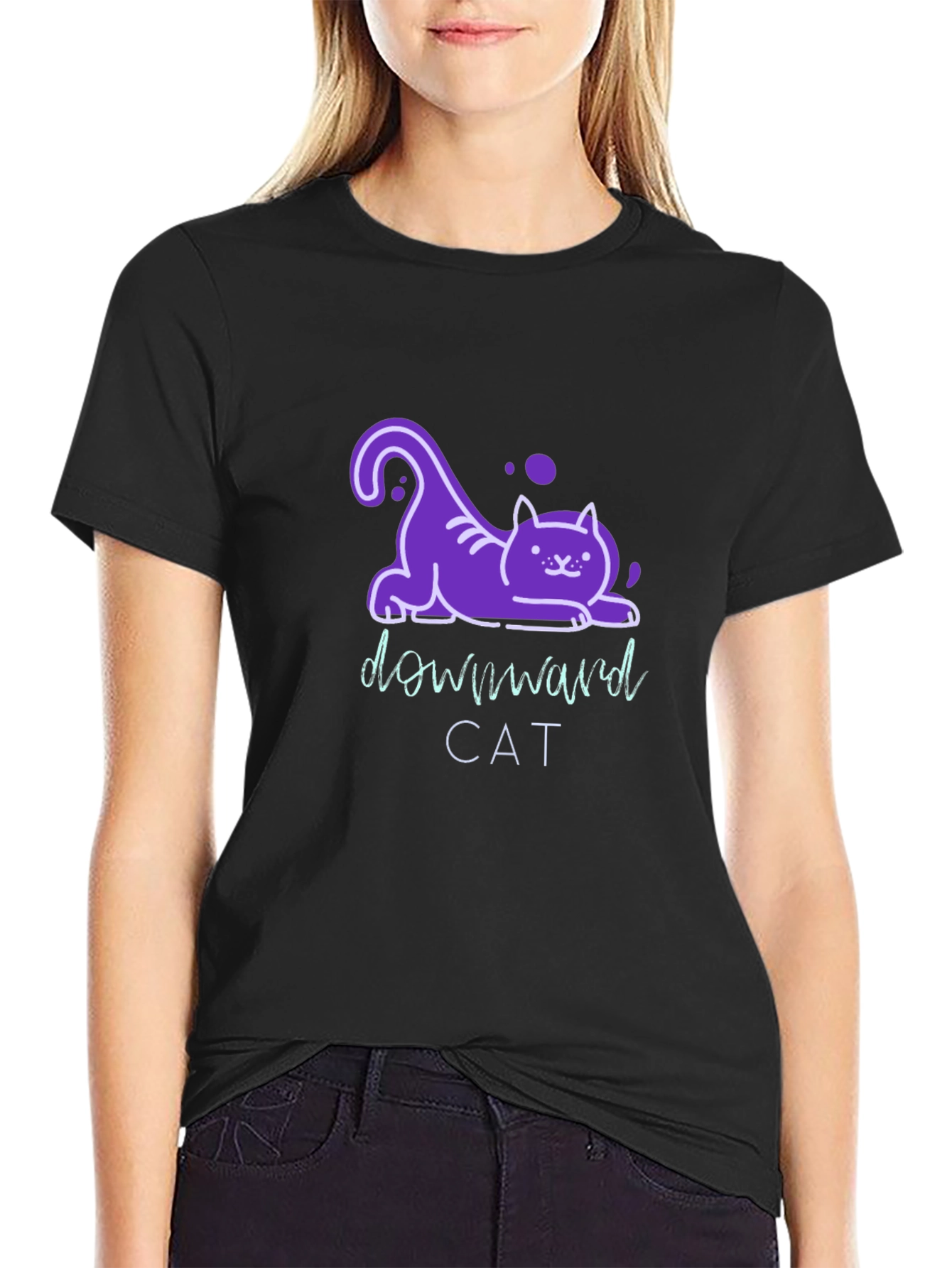 Downward Cat T-Shirt - Fun Yoga Inspired Tee