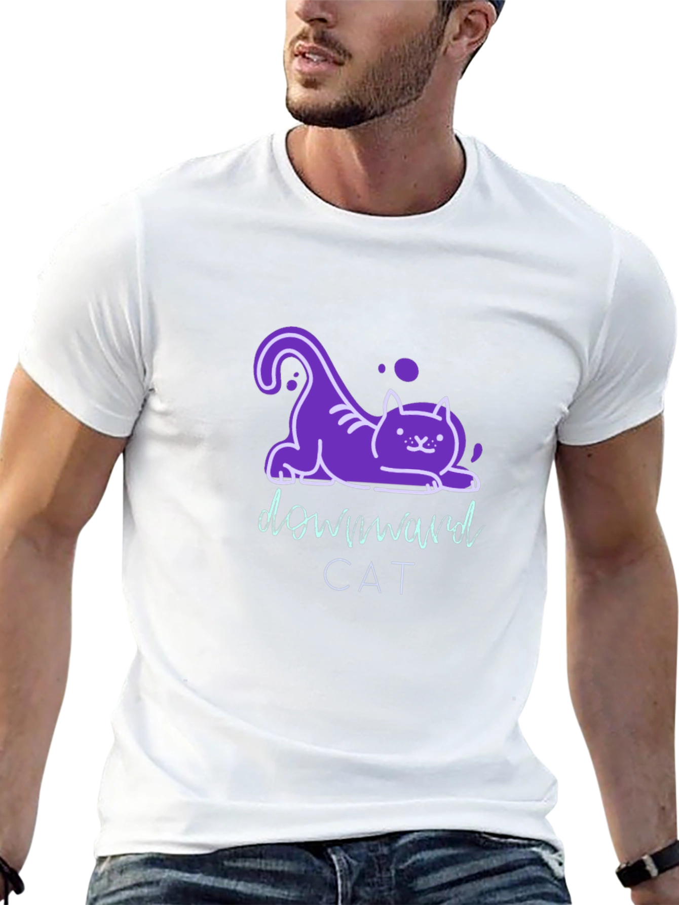 Downward Cat T-Shirt - Fun Yoga Inspired Tee
