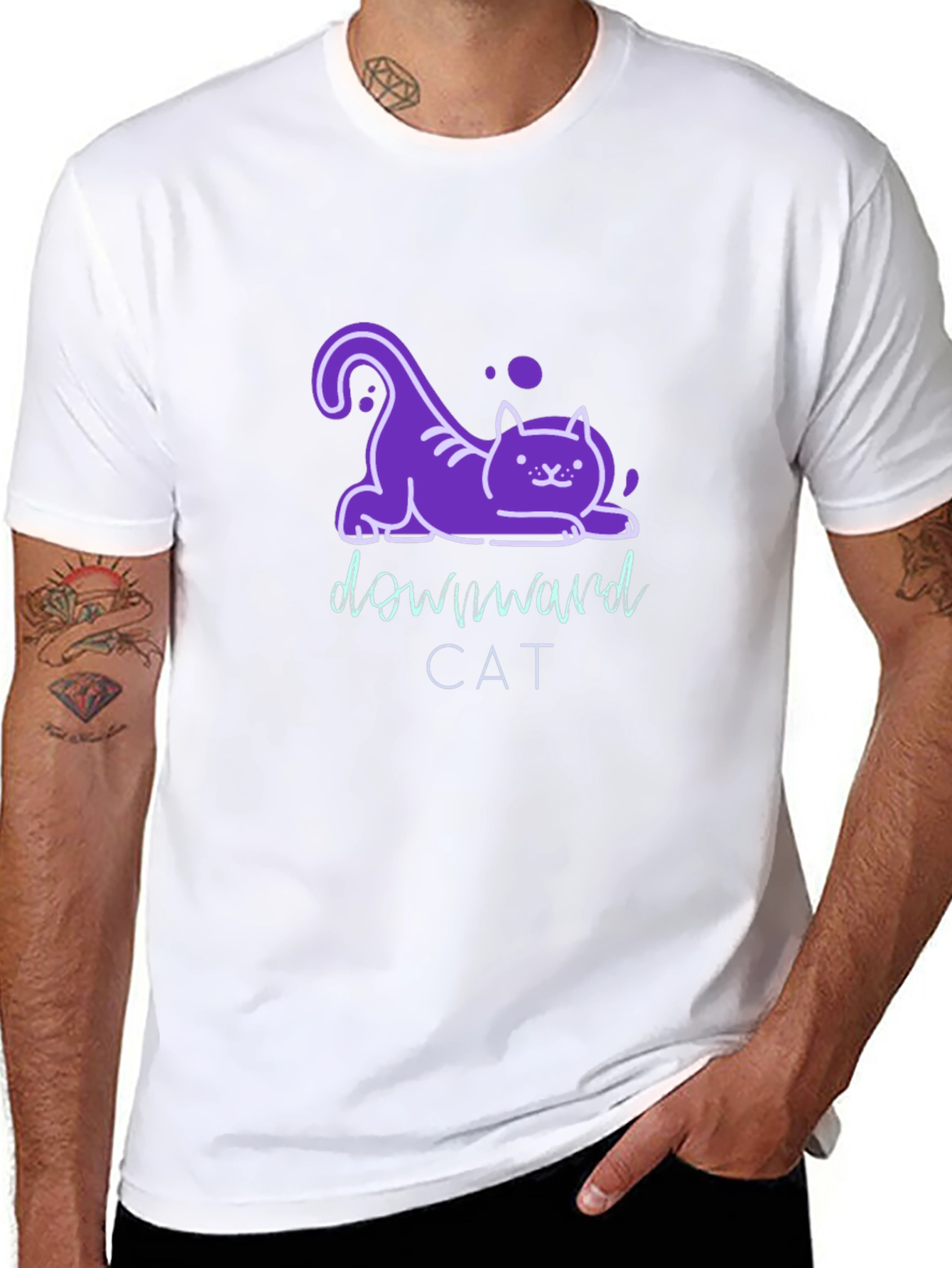 Downward Cat T-Shirt - Fun Yoga Inspired Tee