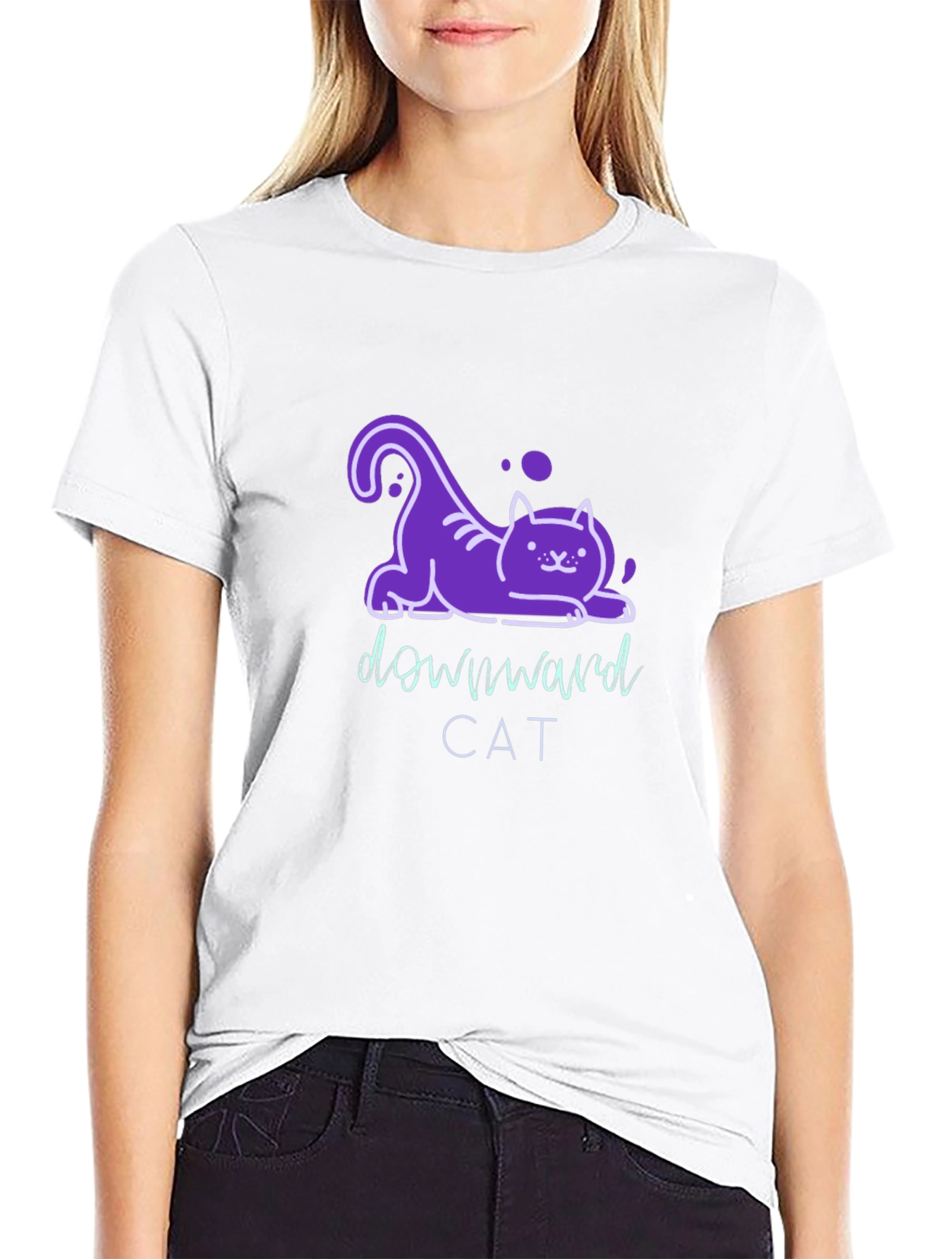 Downward Cat T-Shirt - Fun Yoga Inspired Tee