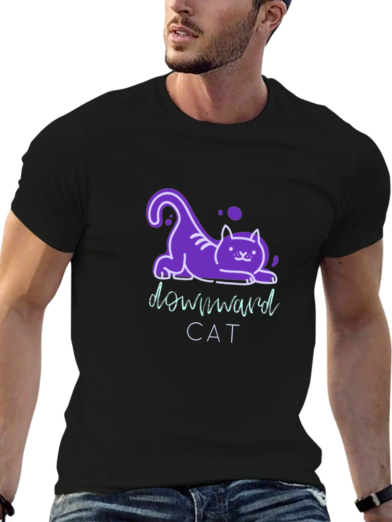 Downward Cat T-Shirt - Fun Yoga Inspired Tee