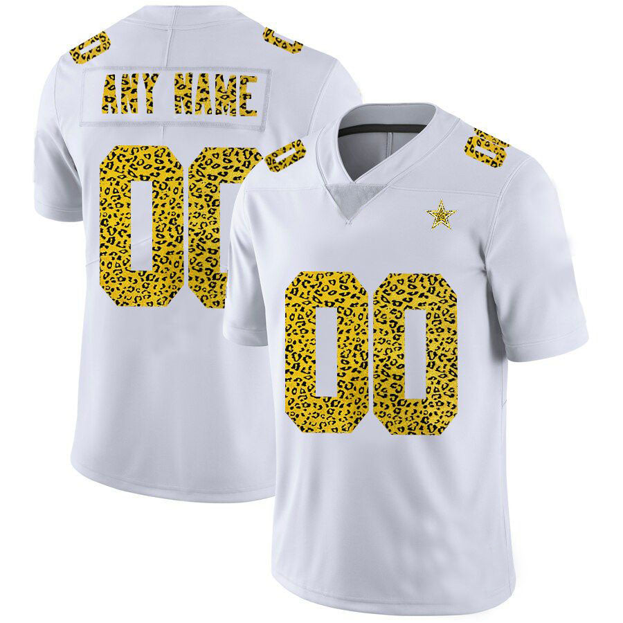 Custom1 Dallas Cowboys Jerseys White Limited Fashion Vapor Leopard Print