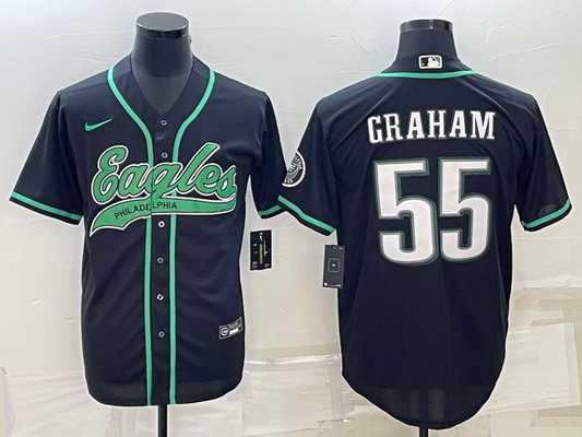 Men's Philadelphia Eagles Brandon Graham #55 Black Game Jerseys Joint Edition