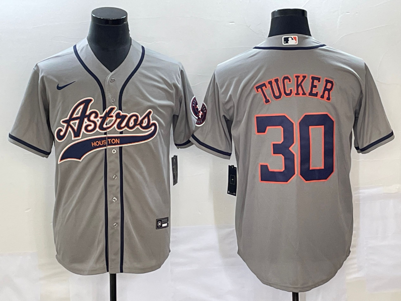 Men's Houston Astros Kyle Tucker #30 Gray Replica Jerseys Joint Edition
