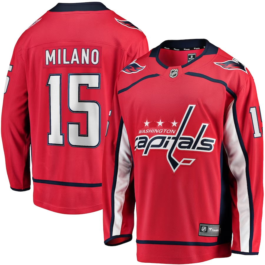 Men's Washington Capitals Sonny Milano #15 Red Home Breakaway Player Jerseys