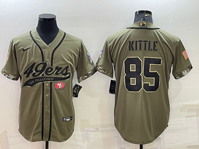 Men's San Francisco 49ers George Kittle #85 Olive 2022 Salute To Service Retired Player Limited Jerseys Joint Edition