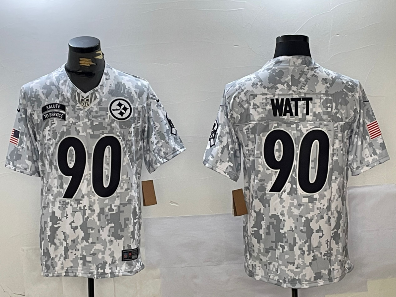 Men's Pittsburgh Steelers T.J. Watt #90 Arctic Camo 2024 Salute to Service Limited Jerseys