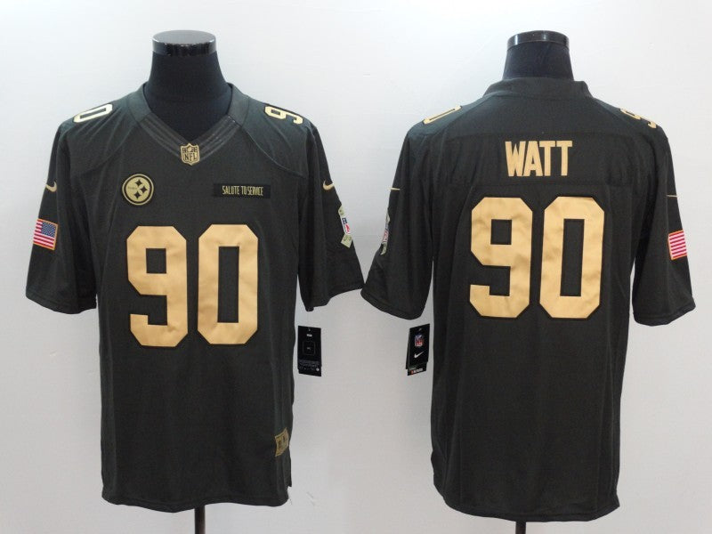 Men's Pittsburgh Steelers T.J. Watt #90 Black Team Game Jerseys