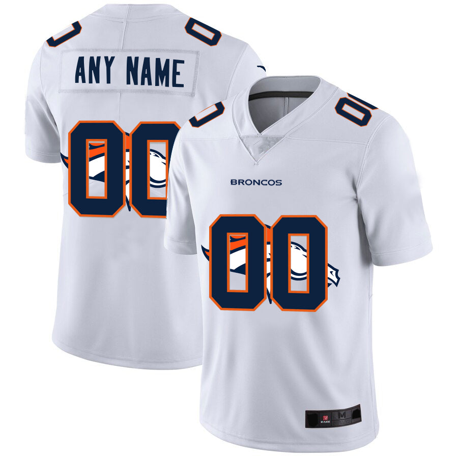 Custom1 Denver Broncos White Team Big Logo Vapor Untouchable Limited Jerseys Stitched Jerseys American Football Jerseys