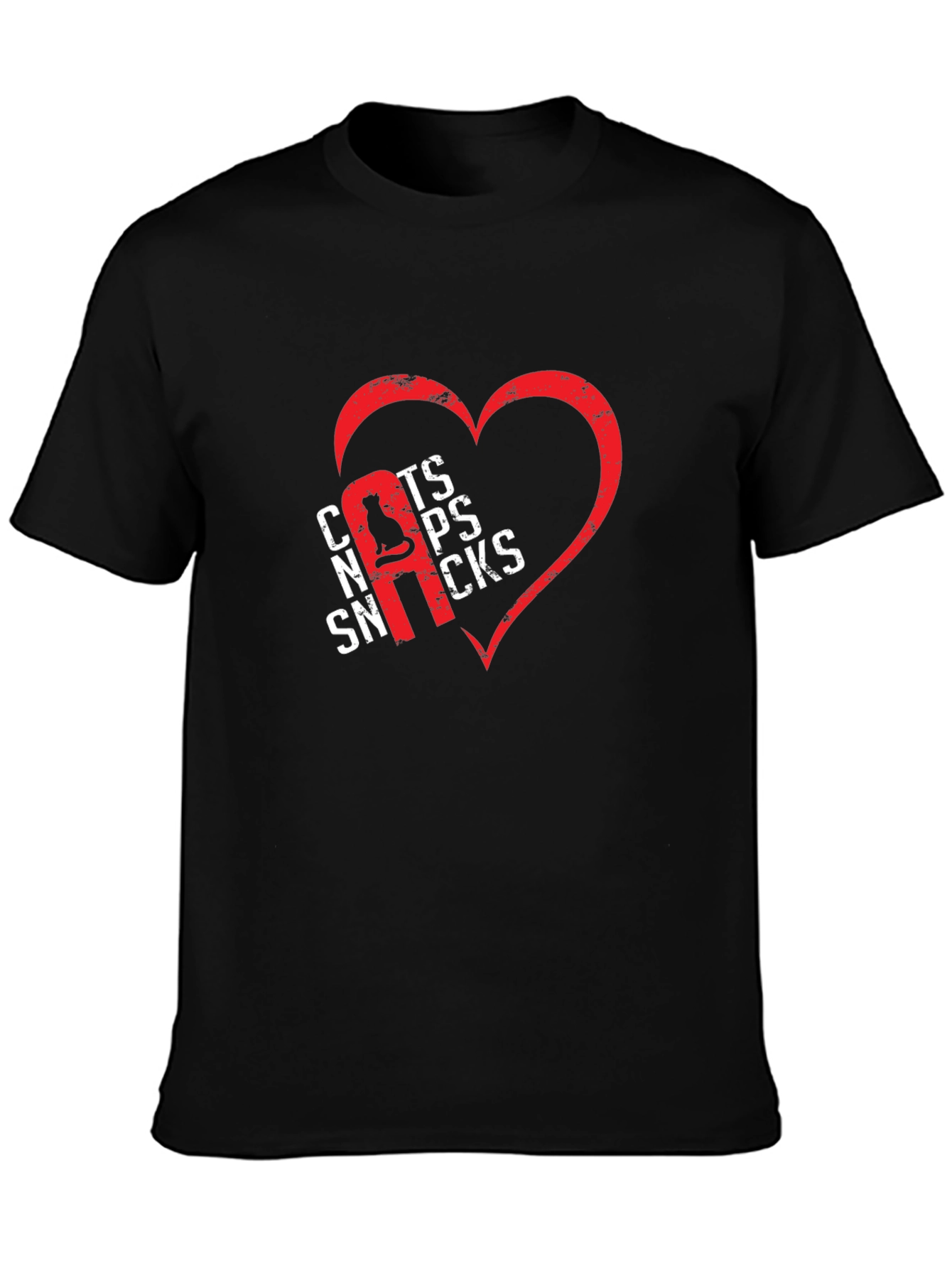 Cats Naps Snacks Graphic T-Shirt - Heart Design