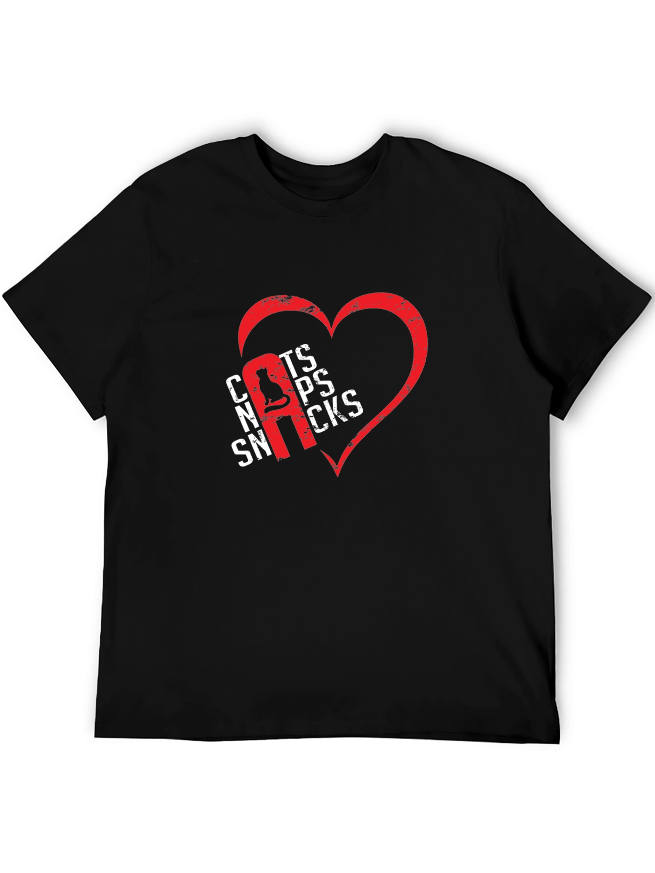 Cats Naps Snacks Graphic T-Shirt - Heart Design
