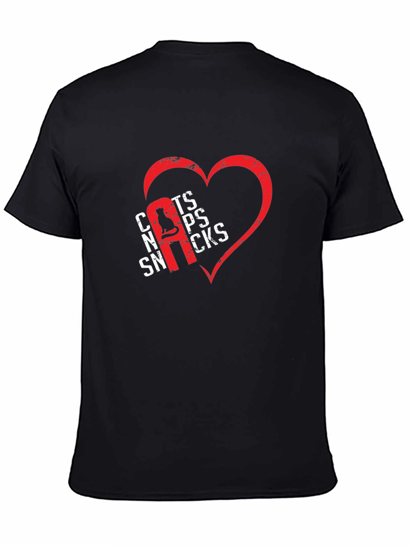 Cats Naps Snacks Graphic T-Shirt - Heart Design