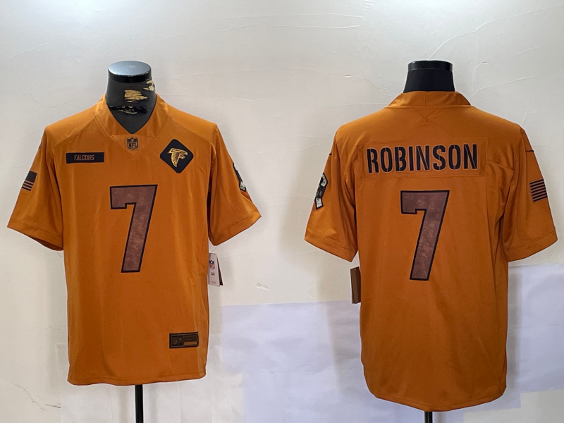 Men's Atlanta Falcons Bijan Robinson #7 Brown Salute To Service Limited Jerseys