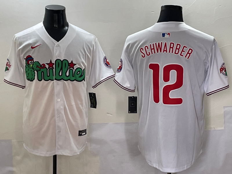Men's Philadelphia Phillies Kyle Schwarber #12 White Game Jerseys