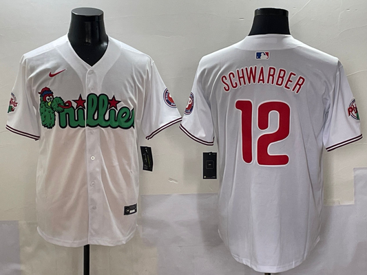 Men's Philadelphia Phillies Kyle Schwarber #12 White Game Jerseys