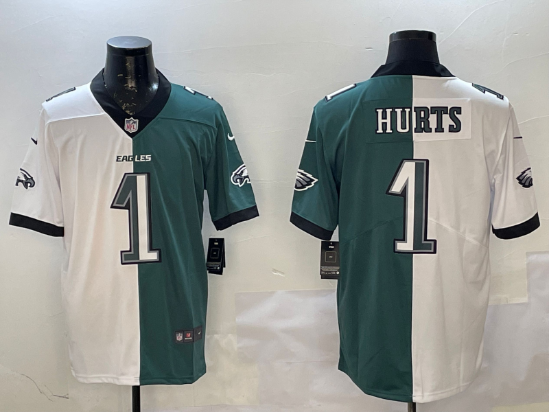 Men's Philadelphia Eagles Jalen Hurts #1 White/Green Game Player Jerseys