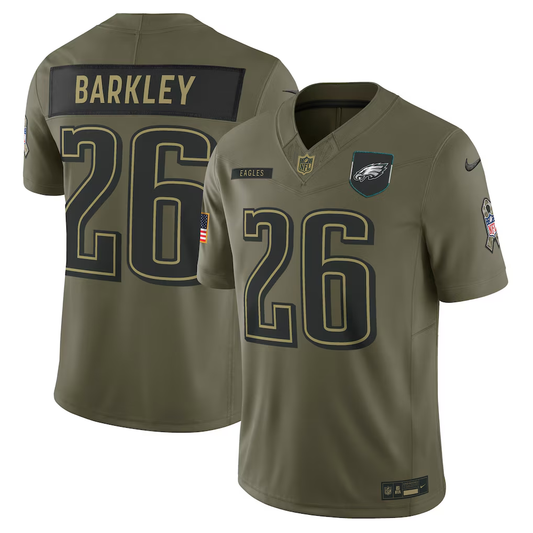 Men's Philadelphia Eagles Saquon Barkley Nike Olive 2025 Salute to Service Limited Jersey