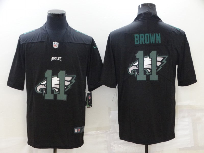 Men's Philadelphia Eagles #11 A.J. Brown Black Team Game Jerseys