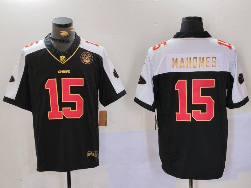 Men's Kansas City Chiefs Patrick Mahomes #15 Black Vapor F.U.S.E. Limited Jerseys