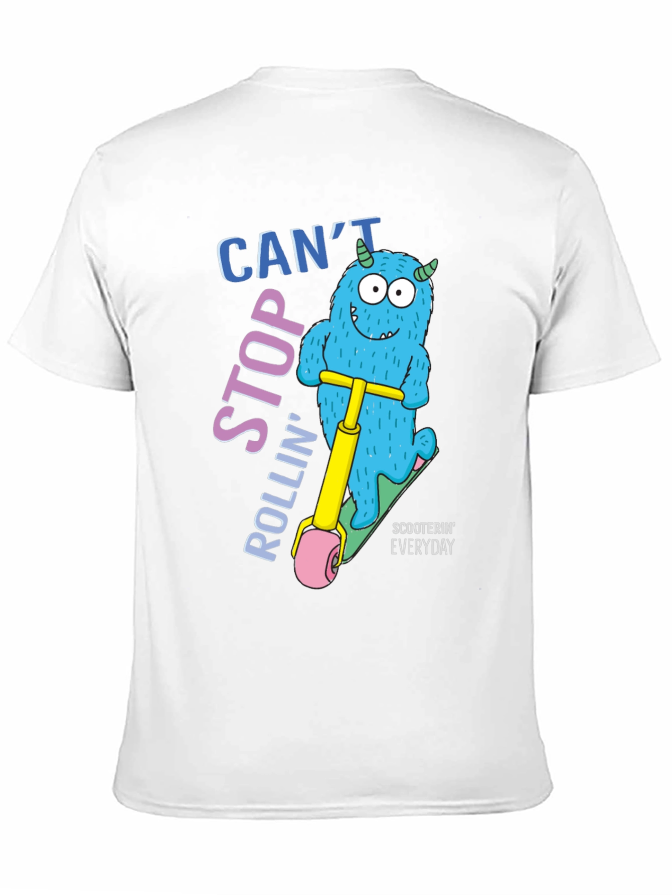 Cartoon Monster Scooter T-Shirt - Cant Stop Rollin