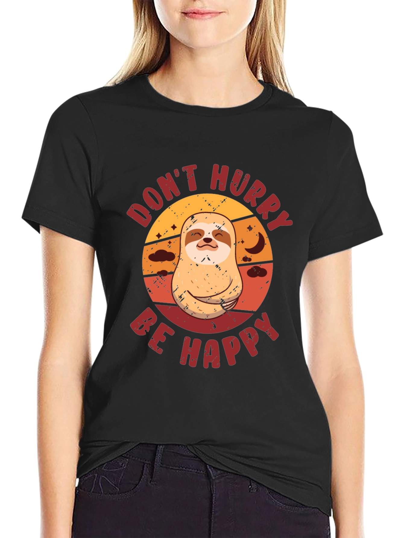 Dont Hurry Be Happy Sloth Graphic Tee
