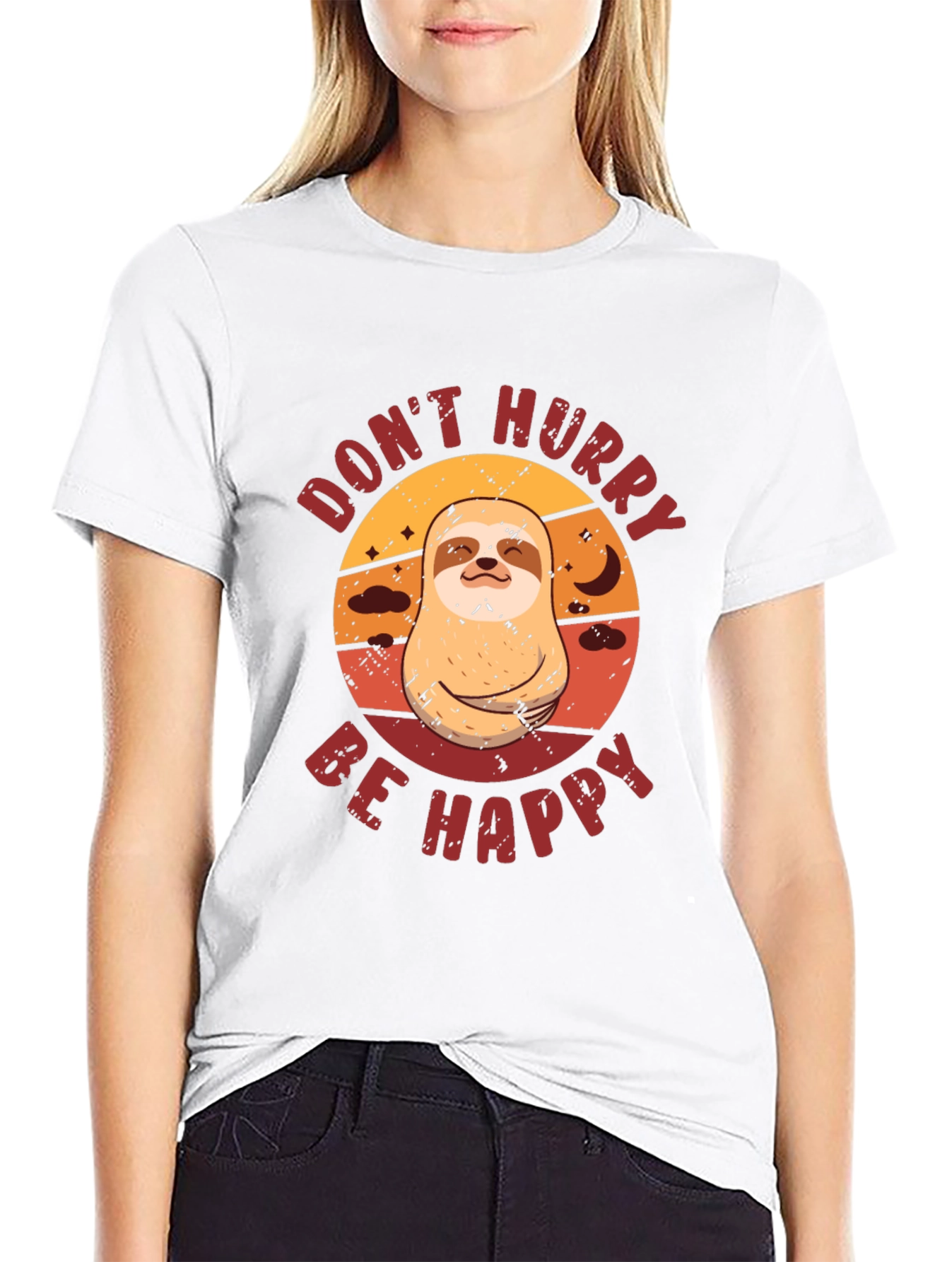 Dont Hurry Be Happy Sloth Graphic Tee