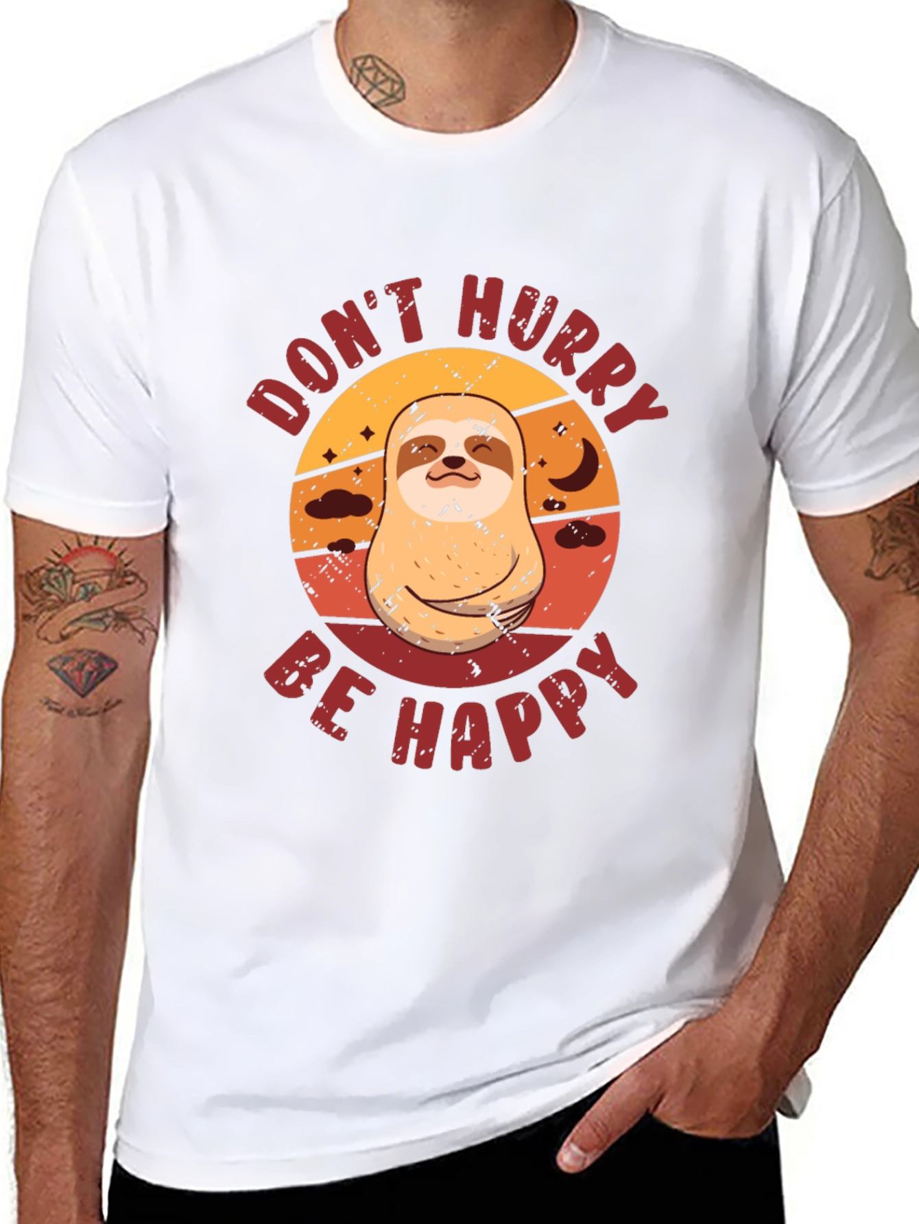 Dont Hurry Be Happy Sloth Graphic Tee