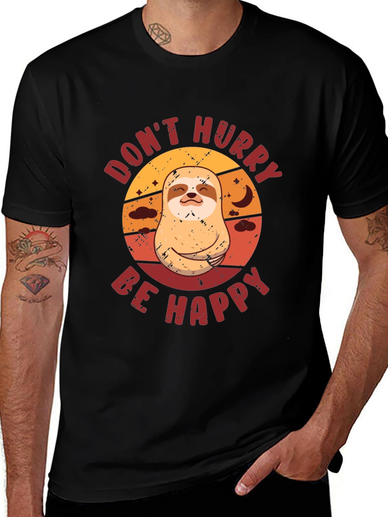 Dont Hurry Be Happy Sloth Graphic Tee