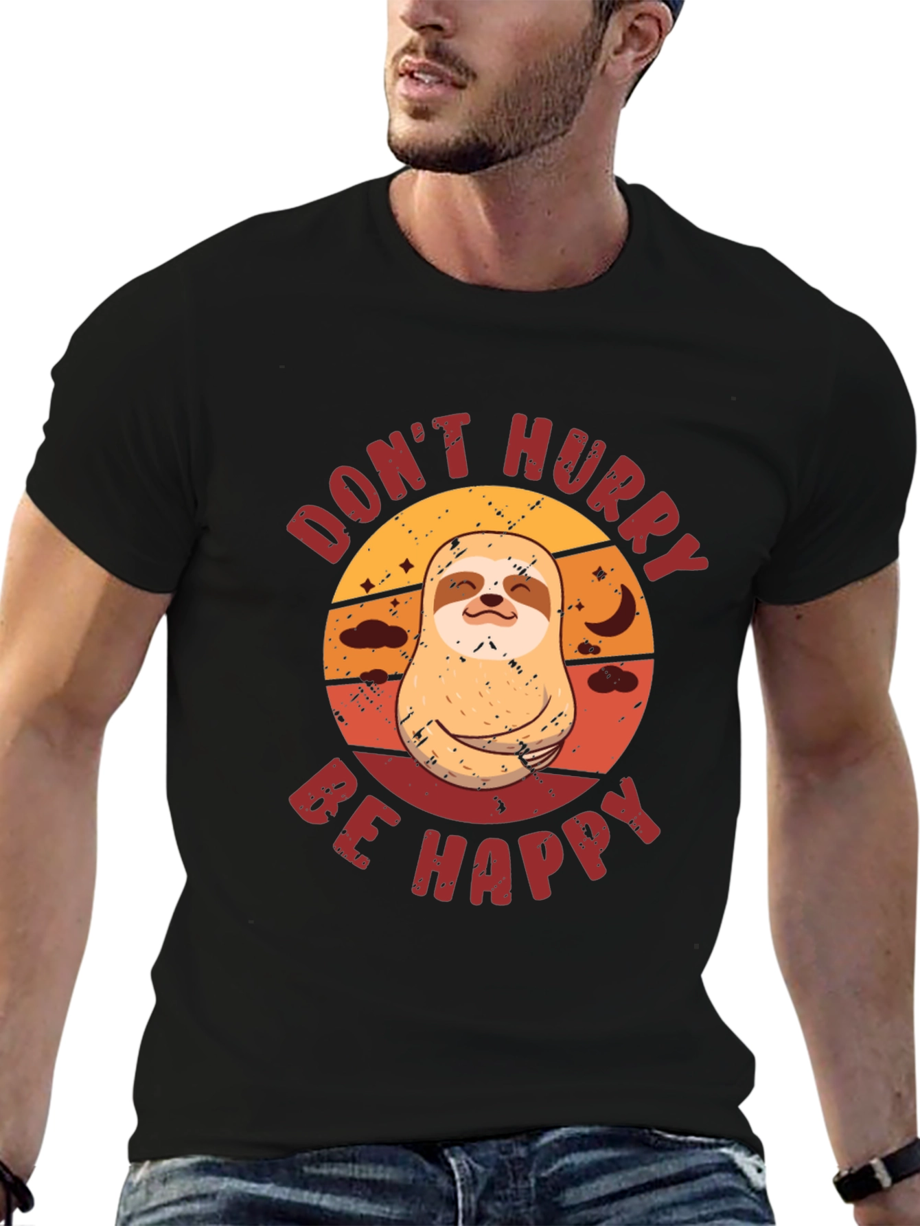 Dont Hurry Be Happy Sloth Graphic Tee