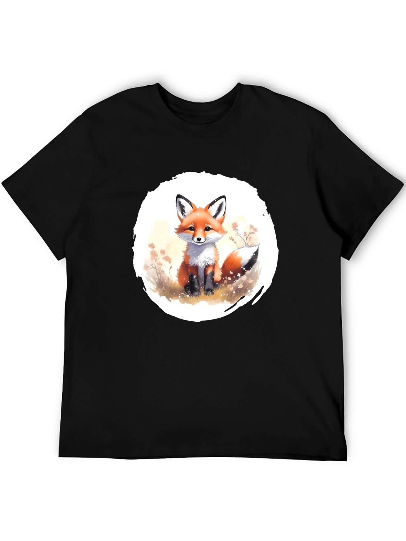 Fox Graphic Tee - Soft Black Cotton Blend