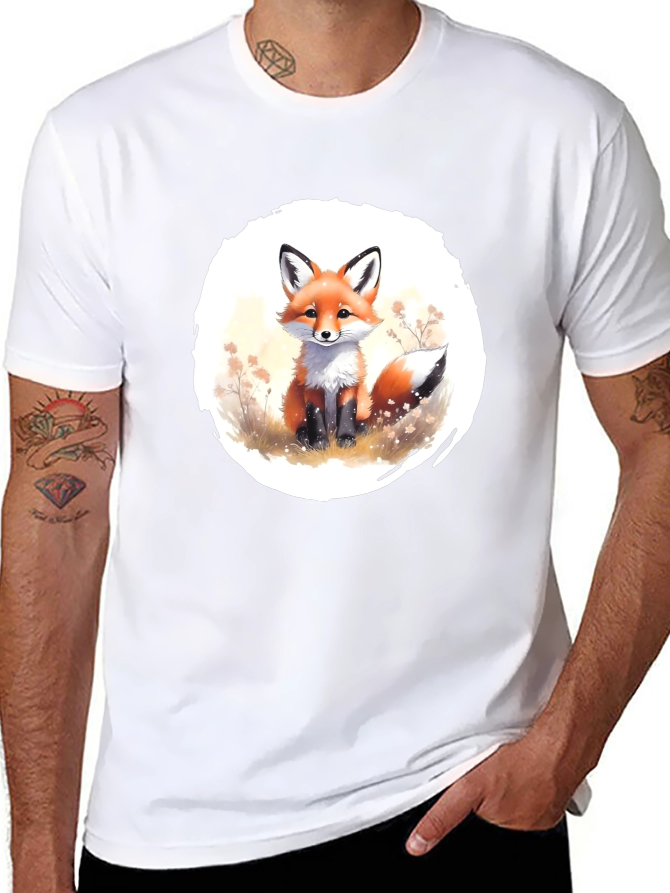 Fox Graphic Tee - Soft Black Cotton Blend