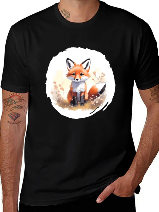 Fox Graphic Tee - Soft Black Cotton Blend
